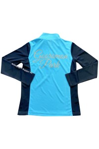 Tailor-made colorblock zipper half chest Polo design hot stamping logo mesh fabric Slim fit Slim waist Functional sweatshirt design company W220 front view
